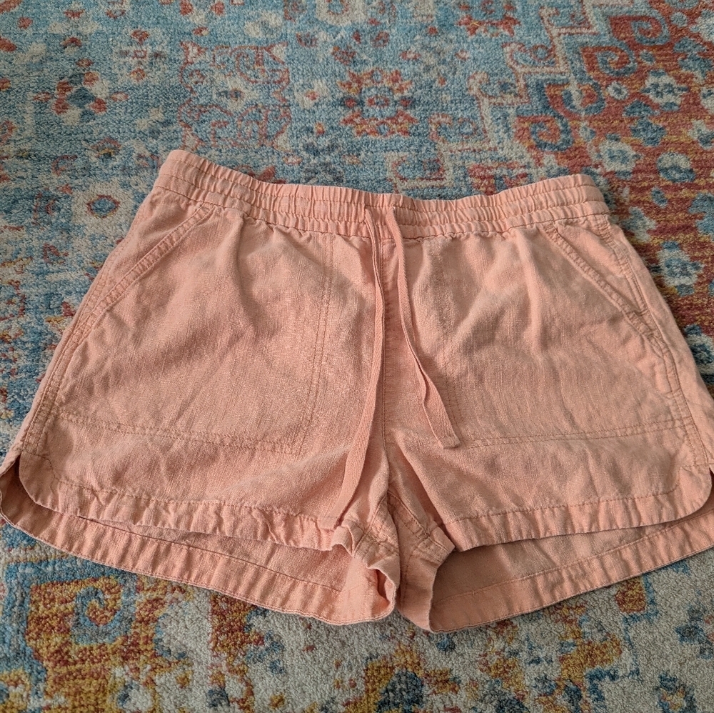 J.Crew Women's Small Seaside Short In Linen Blend Drawstring Peachy Pink 209
